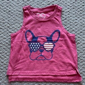 MAD Engine Pink Tank Top with Patriotic Dog Graphic